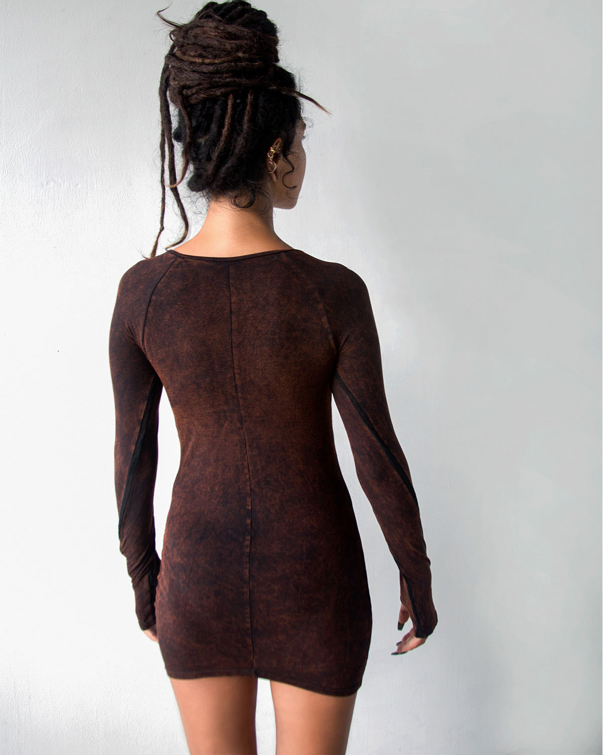 CIRCE Black Rusty Long Sleeve Mini Dress – SAGASTUDIO