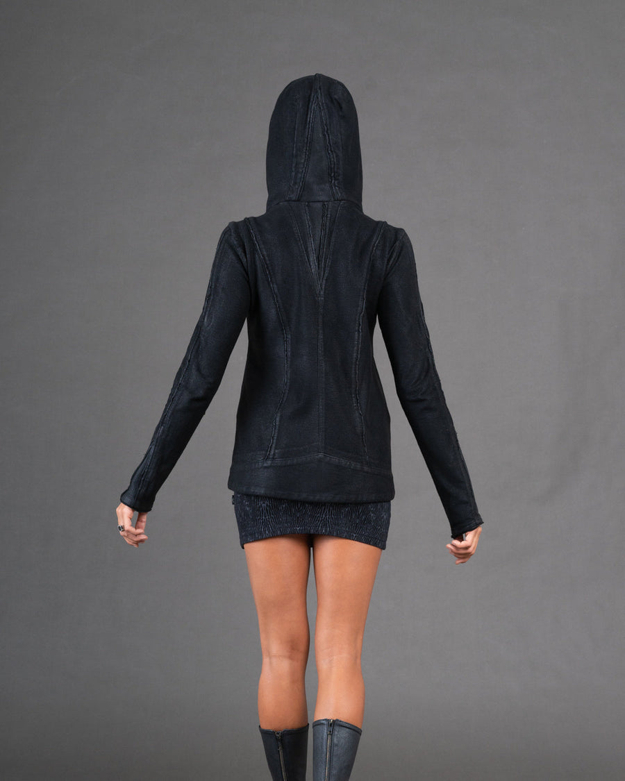 AYLO Black Waxed Hoodie Women's Jacket