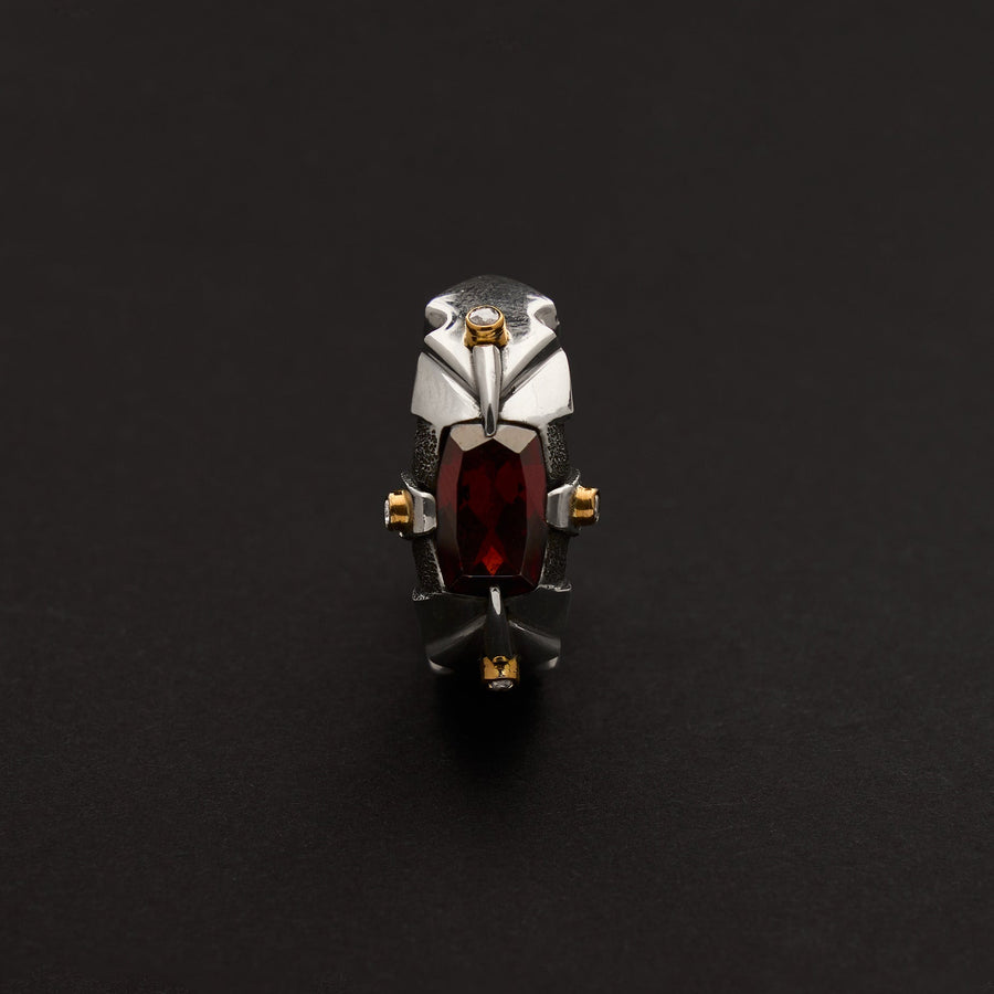 ENOCH 925' Gold Garnet Diamond Ring